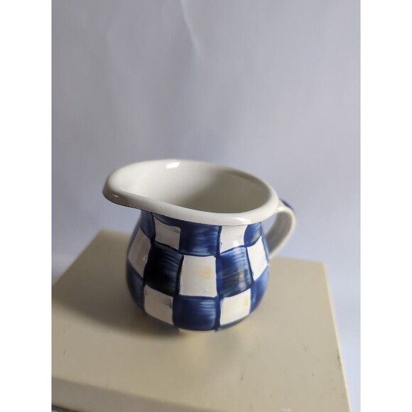 MacKenzie-Childs Blue and White Checkered Pitcher - Picture 1 of 5